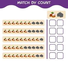 Match by count of cartoon christmas cake. Match and count game. Educational game for pre shool years kids and toddlers vector