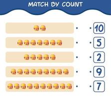 Match by count of cartoon girls. Match and count game. Educational game for pre shool years kids and toddlers vector