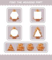 Match cartoon gingerbread cookie parts. Matching game. Educational game for pre shool years kids and toddlers vector