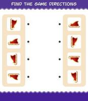 Match the same directions of santa sleigh. Matching game. Educational game for pre shool years kids and toddlers vector