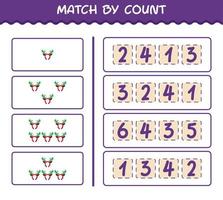 Match by count of cartoon antlers headband. Match and count game. Educational game for pre shool years kids and toddlers vector