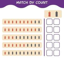 Match by count of cartoon christmas candle. Match and count game. Educational game for pre shool years kids and toddlers vector