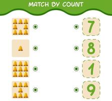 Match by count of cartoon bell. Match and count game. Educational game for pre shool years kids and toddlers vector