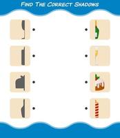 Find the correct shadows of cartoon christmas. Searching and Matching game. Educational game for pre shool years kids and toddlers vector