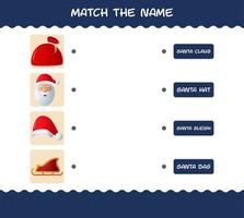 Match the name of cartoon christmas. Matching game. Educational game for pre shool years kids and toddlers vector