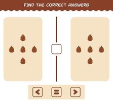 Find the correct answers of cartoon pine cone. Searching and Counting game. Educational game for pre shool years kids and toddlers vector