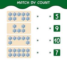 Match by count of cartoon snowflake. Match and count game. Educational game for pre shool years kids and toddlers vector