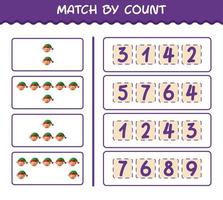 Match by count of cartoon elf. Match and count game. Educational game for pre shool years kids and toddlers vector