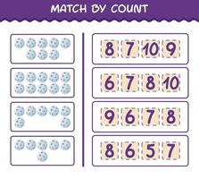 Match by count of cartoon moon. Match and count game. Educational game for pre shool years kids and toddlers vector