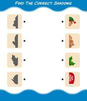 Find the correct shadows of cartoon christmas. Searching and Matching game. Educational game for pre shool years kids and toddlers vector