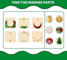 Match cartoon christmas parts. Matching game. Educational game for pre shool years kids and toddlers vector