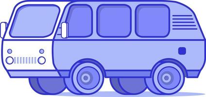 Van icon.Small bus.Flat vector blue line art.Element for design of a game or the mobile application on delivery.Symbol for a mobile application or website.