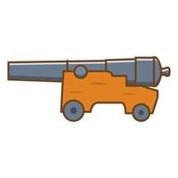 Medieval cannon. Artillery ancient weapon.Design element game for websites.Flat line art vector.Isolated on white background. vector