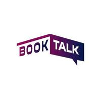 logo symbol combination book and bubble chat talk with bold font and elegant typography simple but impressive vector