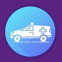 Ambulance car icon.Flat vector illustration. Line art.Medicine vehicle.First aid car.Emergency car.