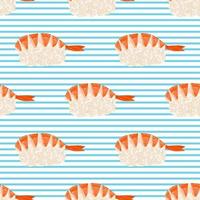 Japanese food with Ebi Sushi. Japanese Sushi. Seamless pattern. Vector. vector