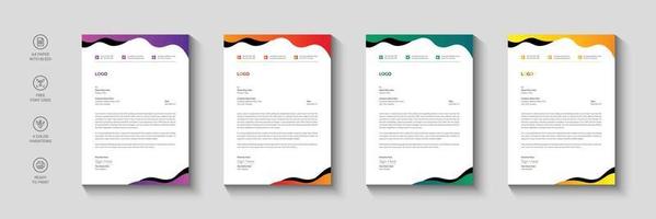 Business letterhead, Letterhead template with various colors, Letterhead template in flat style, Modern company letterhead template design vector