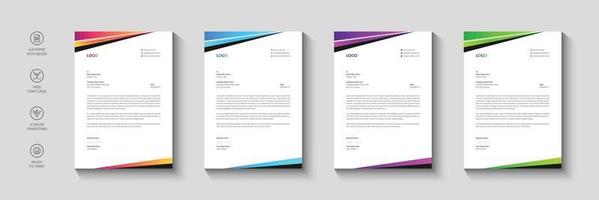 Business letterhead, Letterhead template with various colors, Letterhead template in flat style, Modern company letterhead template design vector