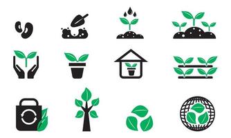 Ecology and Environment related color line icon set. Eco friendly and Eco line icons flat color outline vector sign collection.