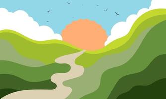 Flat landscape. simple abstract mountain scenery suitable for wall decoration vector