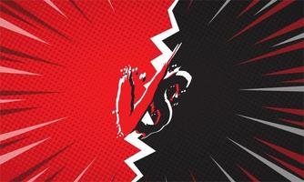 Versus VS letters fight backgrounds in flat comics style design with halftone, lightning. red and black background vector