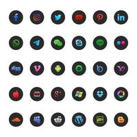 conjunto de colores degradados de logotipos de redes sociales populares vector