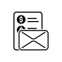 document with envelope, email attachment icon vector