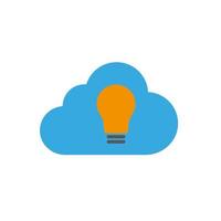blue cloud with light bulb icon vector