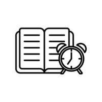 book with clock, study icon vector