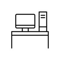 computer on a desk icon vector