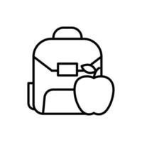 regreso a la escuela, mochila con vector de icono de manzana