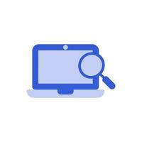 laptop with magnifying glass, laptop search icon vector