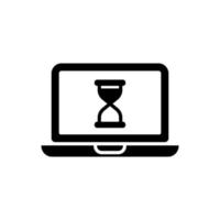 laptop with sandglass, loading cursor icon vector