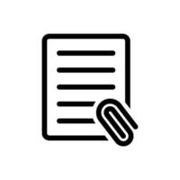 document with paper clip, file attachment icon vector