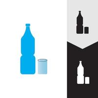 Plastic bottle and glass vector icon