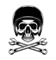 Helmet skull with wrench vector illustration design