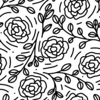 Monoline floral pattern seamless background vector