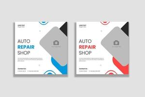 Auto repair shop and worker social media post banner template