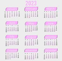 Calendar 2023 Template Design vector