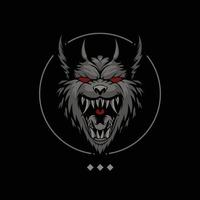 Wolf head emblem with dark art style vector