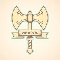 Cartoon emblem of Axe with simple line art style vector