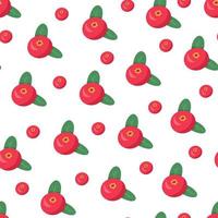Cranberry seamless pattern. Illustration for printing, backgrounds, covers, packaging, greeting cards, posters, stickers, textile and seasonal design. Isolated on white background. vector