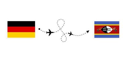 vuelo y viaje desde alemania a eswatini por concepto de viaje en avión de pasajeros vector