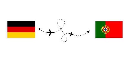 Flight and travel from Germany to Portugal by passenger airplane Travel concept vector