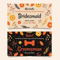 Bridesmaid and Groomsman Card Invitation with Cute Floral vector