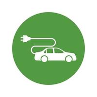 icono de eco electrocar señal de estación de carga de batería de vehículo de cero emisiones vector