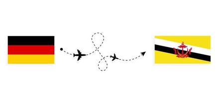 Flight and travel from Germany to Brunei by passenger airplane Travel concept vector