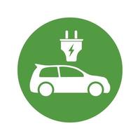icono de eco electrocar señal de estación de carga de batería de vehículo de cero emisiones vector