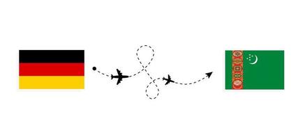 Flight and travel from Germany to Turkmenistan by passenger airplane Travel concept vector