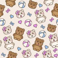 Cute Teddy Bear Seamless Pattern Background vector